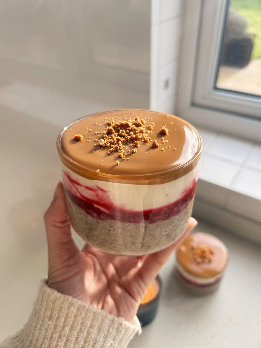 Peanut Butter and Jam Overnight Oats, a recipe from Bloomplate 250